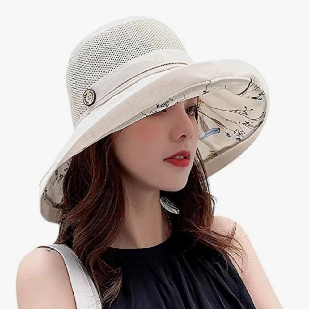 Elegant Cream Floral Women's Sun Hat